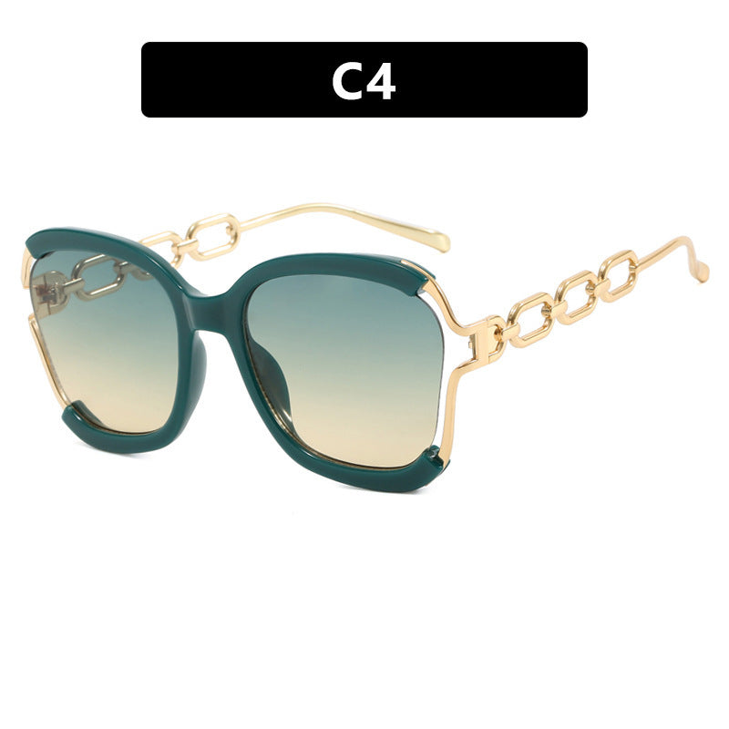 Big Square Rim Chain Sunglasses For Women Fashionable Sunglasses