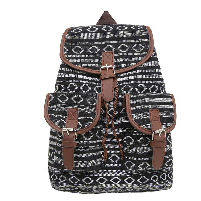 Large Capacity Contrast Color Scheme National Style Trendy Backpack