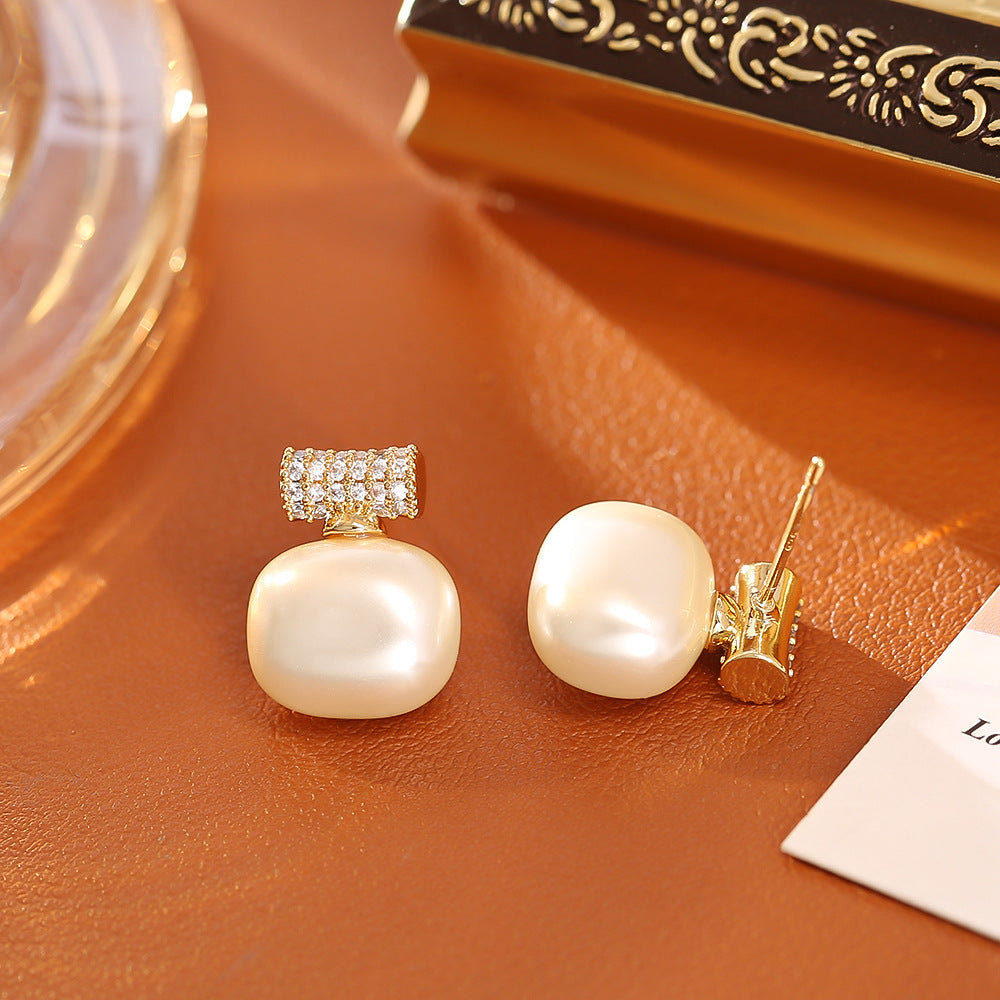 Sugar Pearl Bamboo Necklace High-end Simple Stud Earrings