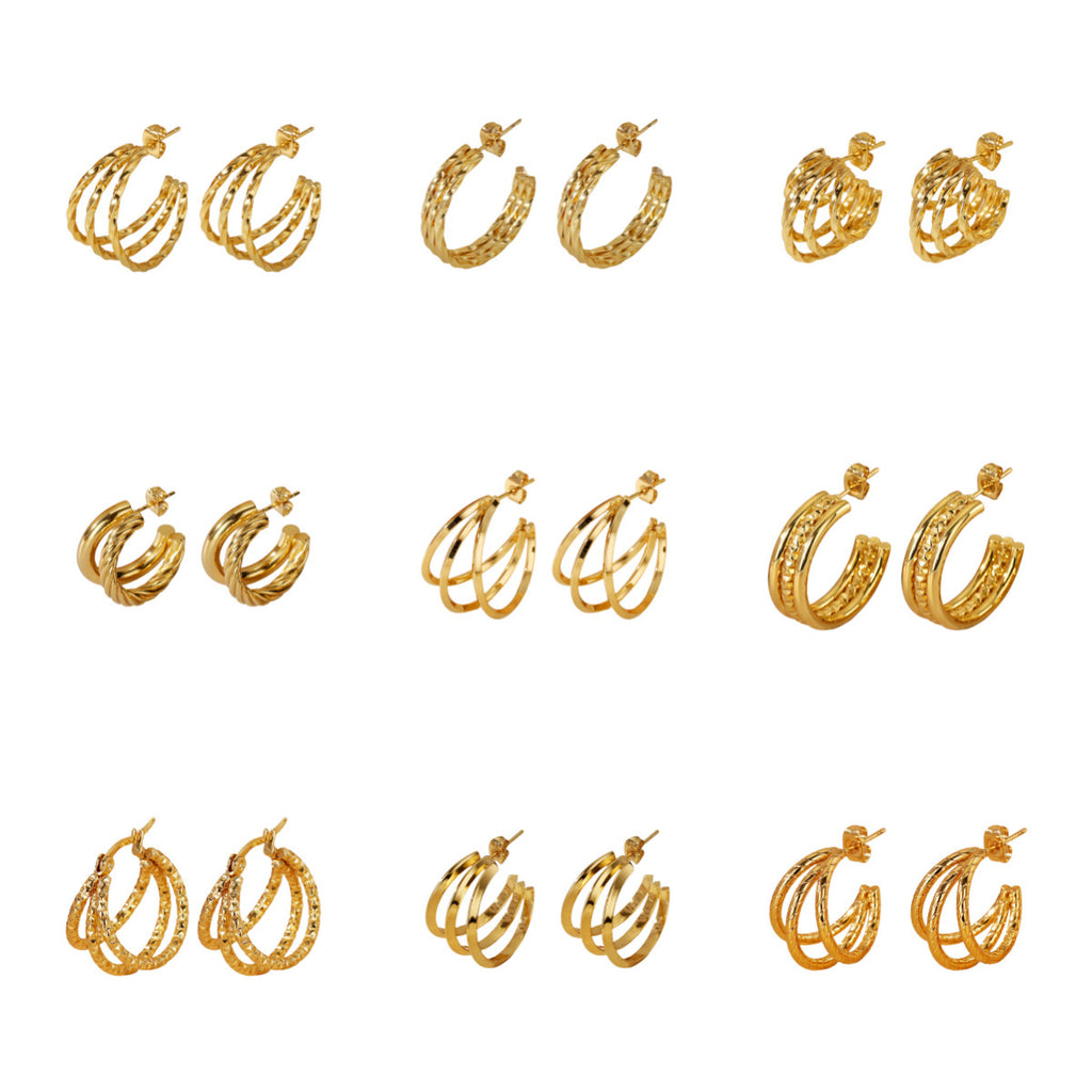 Geometric Line Splicing Earrings Hypoallergenic