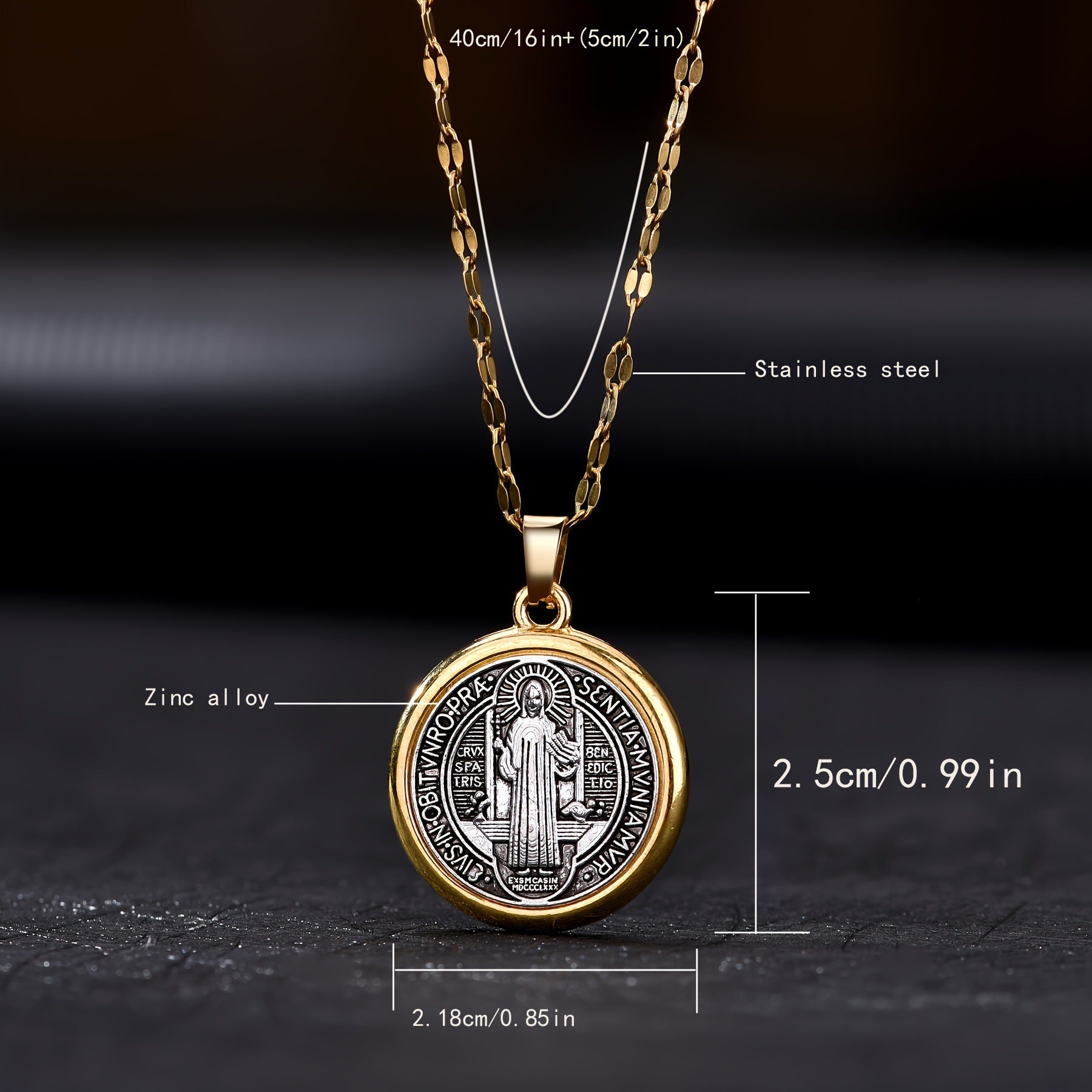 St. Benedict Cross Alloy Necklace Simple High-end Necklace Accessories