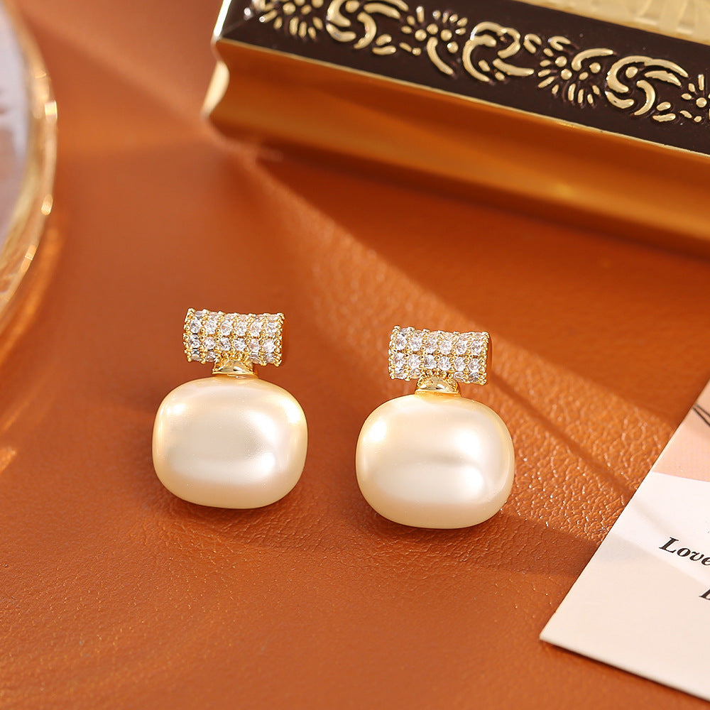 Sugar Pearl Bamboo Necklace High-end Simple Stud Earrings